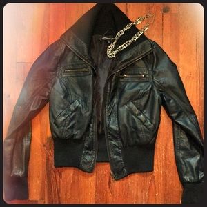 Faux Leather Bomber Jacket